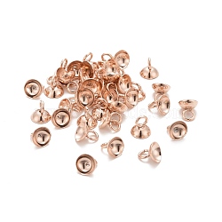 201 Stainless Steel Bead Cap Pendant Bails, for Globe Glass Bubble Cover Pendants, Rose Gold, 6x6mm, Hole: 2.2mm(STAS-L244-27D-RG)