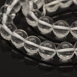 Round Natural Quartz Crystal Beads Strands, 10mm, Hole: 1mm, about 36~38pcs/strand, 14.7 inch(G-N0120-04-10mm)