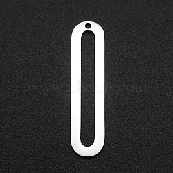 201 Stainless Steel Open Back Bezel Pendants, For DIY UV Resin, Epoxy Resin, Pressed Flower Jewelry, Oval, Laser Cut, Stainless Steel Color, 30x7x1mm, Hole: 1.2mm(STAS-R111-LA080)