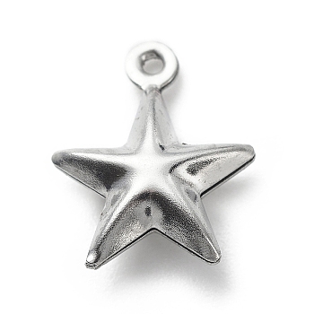 304 Stainless Steel Pendants, Star Charms, Stainless Steel Color, 14.3x11.8x4.6mm, Hole: 1mm