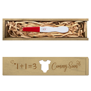 Rectangle Wooden Pregnancy Test Keepsake Box with Slide Cover, Baby Annouced Engraved Case for Grandparents Dad Aunt and Uncle, Peru, Clothes, 20x5x3cm