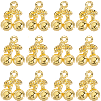 80Pcs Tibetan Style Alloy Pendants, Cherry Charms, Golden, 15x11x5mm, Hole: 2mm