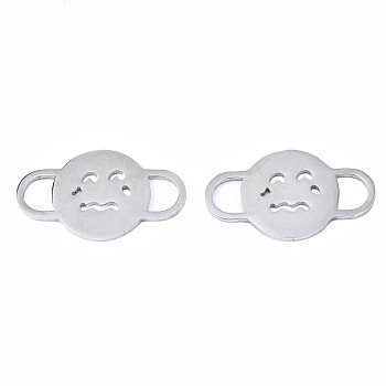 Halloween Theme Expression 304 Stainless Steel Links Connectors, Crying Face, Stainless Steel Color, 30.5x18x1.5mm, Hole: 5x7mm