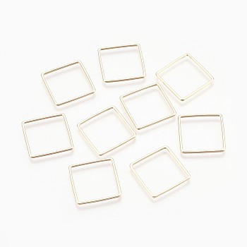 Brass Linking Rings, Nickel Free, Real 18K Gold Plated, Rhombus, 20x20x1mm, Side Length: 15mm