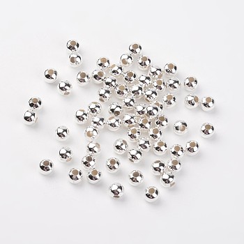 Iron Spacer Beads, Round, Nickel Free, Silver, 6mm, Hole: 2~2.5mm