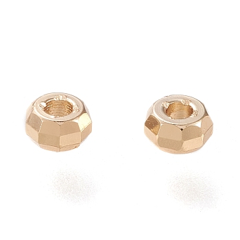Brass Spacer Beads, Long-Lasting Plated, Faceted Rondelle, Real 18K Gold Plated, 3.5x2mm, Hole: 1.4mm