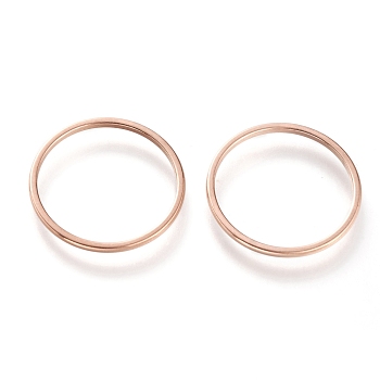 304 Stainless Steel Plain Band Rings, Rose Gold, 1mm, US Size 7~7 3/4(17.3~17.9mm)