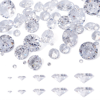 Cubic Zirconia Cabochons, Grade A, Faceted, Diamond, Clear, 1mm, 2mm, 3x2mm, 4x2.5mm, 5x3mm, 50pcs/set