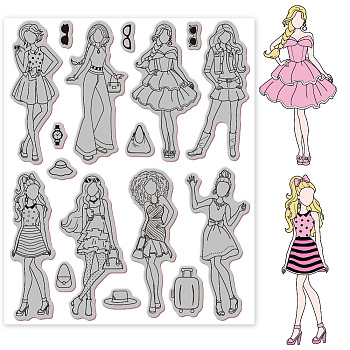 Rubber Clear Stamps, for Card Making Decoration DIY Scrapbooking, Human, 22x18x0.8cm