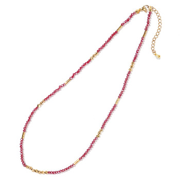 Plating Glass Beaded Necklaces, Red, 15.75 inch(40cm)