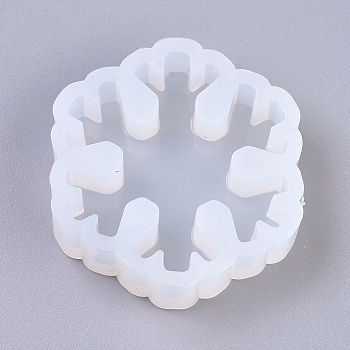 DIY Silicone Molds, Resin Casting Molds, for UV Resin, Epoxy Resin Jewelry Making, Christmas Snowflake, White, 43x40x10mm, Inner Size: 38x38mm