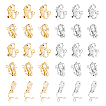 304 Stainless Steel Clip-on Earring Findings, with Bead Container, Golden & Stainless Steel Color, 6.8x5.2x1.1cm, 40pcs/box
