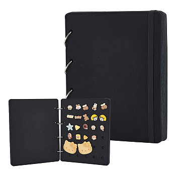 8 Pages Felt Shoe Charms Collection Binder Book, Flip-page Shoe Charms Organizer Holder, Rectangle, Black, 26x21.3x3cm