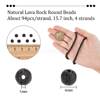 4 Strands Natural Lava Rock Round Beads Strands(G-NB0004-86)-2