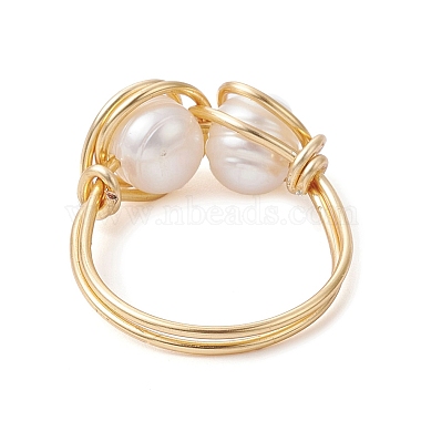 Natural Pearl Braided Bead Style Finger Ring(RJEW-JR00614)-4