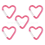 5Pcs Zinc Alloy Spring Gate Rings, Heart, Cerise, 43.2x42mm(FIND-YW0010-59A)