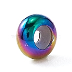 304 Stainless Steel Beads, with Rubber Inside, Slider Beads, Rondelle, Rainbow Color, 8x4mm, Hole: 2mm(STAS-WH0021-12M)