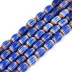 Handmade Millefiori Glass Barrel Beads Strands, Chevron Beads, Royal Blue, 6x4mm, Hole: 0.5~1mm, about 64~67pcs/strand, 14.96~16.14 inch(38~41cm)(LA-N002-01A)