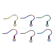 Ion Plating(IP) 304 Stainless Steel French Earring Hooks, Flat Earring Hooks, Ear Wire, with Beads and Horizontal Loop, Rainbow Color, 17.5x18~19mm, Hole: 2mm, 22 Gauge, Pin: 0.6mm(STAS-S119-018)
