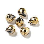 Electroplate Glass Beads, Faceted, Full Plated, Teardrop, Light Gold Plated, 9.5x8mm, Hole: 1.2mm(EGLA-A041-02-FP01)