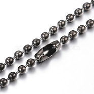304 Stainless Steel Ball Chain Necklaces Making, Round, Electrophoresis Black, 23.6 inch(60cm), 2.4mm(MAK-I008-01B-B03)
