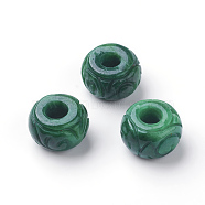 Natural Myanmar Jade/Burmese Jade European Beads, Large Hole Beads, Dyed, Flat Round, 12~13x8~9mm, Hole: 5mm(G-E418-26)