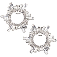 2Pcs Alloy Shoe Shoe Clips, for Shoes Decoration, with Crystal Rhinestone, Sun, Platinum, 57x65x5mm(FIND-GF0002-80)