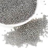 MIYUKI Round Rocailles Beads, Japanese Seed Beads, (RR1865) Opaque Smoke Gray Luster, 15/0, 1.5mm, Hole: 0.7mm, about 5555pcs/bottle, 10g/bottle(SEED-JP0010-RR1865)