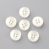 4-Hole Plastic Buttons, Flat Round, Seashell Color, 10x2mm, Hole: 1.5mm(BUTT-S020-10)