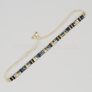 Vintage Ethnic Style Glass Tila Beaded Handmade Slider Bracelets for Women, Colorful, 11 inch(28cm)(ZN9527-13)