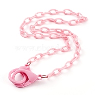 Personalized ABS Plastic Cable Chain Necklaces, Handbag Chains, with Plastic Lobster Claw Clasps, Pink, 22.24 inch(56.5cm)(NJEW-JN03310-09)