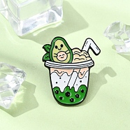 Tea Drinks Enamel Pins, Alloy Brooches for Backpack Clothes, Avocado, 30x25.5mm(JEWB-Q005-01C)