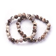 Natural Zebra Jasper Beads Stretch Bracelets, Round, 2 inch~2-1/8 inch(5.2~5.5cm), Beads: 8~9mm(BJEW-F380-01-B04)