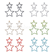 6 Pairs 6 Colors Alloy Hollow Star Dangle Stud Earrings with Rhinestone for Women, Mixed Color, 64x41.5mm, 1 Pair/color(EJEW-FI0001-87)