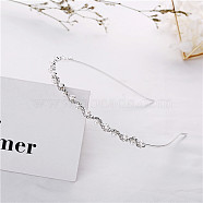 Iron with Rhinestone Hair Bands, Imitation Pearl for Girl, Platinum, Inner Diameter: 114mm(PW-WG32994-03)