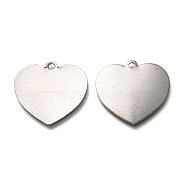 304 Stainless Steel Pendants, Stamping Blank Tag, Laser Cut, Heart, Stainless Steel Color, 26.5x25x0.5mm, Hole: 2mm(STAS-P262-04P)