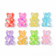 Transparent Resin Cabochons, with Silver Foil, Bear, Mixed Color, 29.5x18.5x10mm(RESI-R429-05)