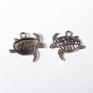 Tibetan Style Alloy Pendants, Cadmium Free & Lead Free, Sea Turtle, Antique Silver, 18x21x3mm, Hole: 2mm(TIBEP-22627-AS-RS)