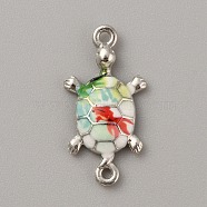 Alloy Enamel Connector Charms, Platinum, Sea Turtle Links, Colorful, 26.5x13.5x3.5mm, Hole: 1.6mm(ENAM-TAC0018-11P)