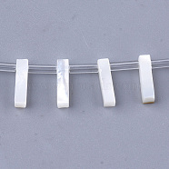 Natural Sea Shell Beads, White Shell Mother of Pearl Shell, Top Drilled Beads, Letter.I, 10x2.5~11.5x3mm, Hole: 0.8mm(SHEL-T012-60I)