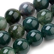 Natural Moss Agate Beads Strands, Round, 8mm, Hole: 0.8mm, about 45pcs/strand,  14.37 inch(36.5cm)(G-I199-06-8mm)