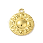 304 Stainless Steel Pendants, Sun Charm, Real 18K Gold Plated, 24x20x3.2mm, Hole: 3mm(STAS-Q322-13G-01)