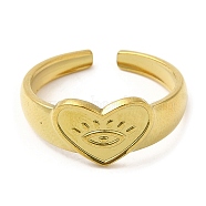 304 Stainless Steel Open Cuff Rings, Heart with Eye, Golden, US Size 7 1/4(17.5mm)(RJEW-K245-65G)