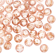 40pcs Handmade Inner Flower Gold Sand Lampwork Round Beads, Pink, 12mm, Hole: 1mm(LAMP-OC0001-37)