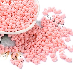 Rubberized Style Glass Seed Beads, Peanut, Pink, 6~6.5x3~3.5x3~3.5mm, Hole: 1mm, about 4500pcs/pound(SEED-Z003-01A)