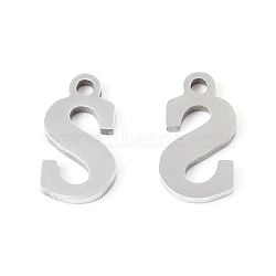 201 Stainless Steel Charms, Alphabet, Letter.S, 9x5x1mm, Hole: 1mm(STAS-N091-176S-P)