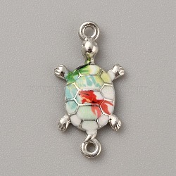 Alloy Enamel Connector Charms, Platinum, Sea Turtle Links, Colorful, 26.5x13.5x3.5mm, Hole: 1.6mm(ENAM-TAC0018-11P)