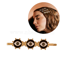 Alloy Enamel Hair Bobby Pin, with Iron Findings, Flat Round with Eye, Light Gold, 65x14.5x6.5mm(PHAR-H070-05KCG)