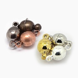 Round Brass Magnetic Clasps with Loops, Mixed Color, 11.5x6mm, Hole: 1.2mm(MC019-M)