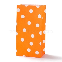 Rectangle Kraft Paper Bags, None Handles, Gift Bags, Polka Dot Pattern, Dark Orange, 9.1x5.8x17.9cm(CARB-K002-03A-09)